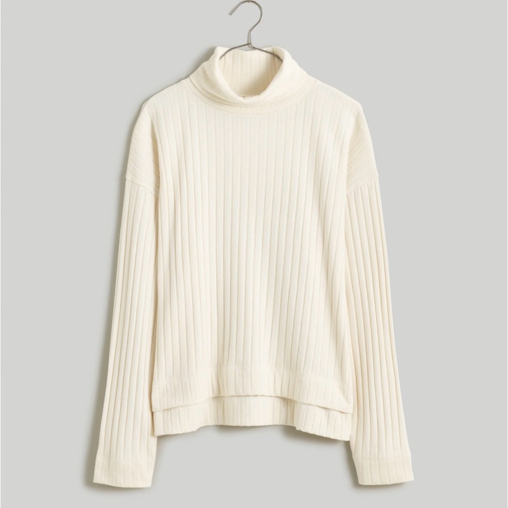 Madewell Cream Relaxed Ribbed Turtleneck NWT Large